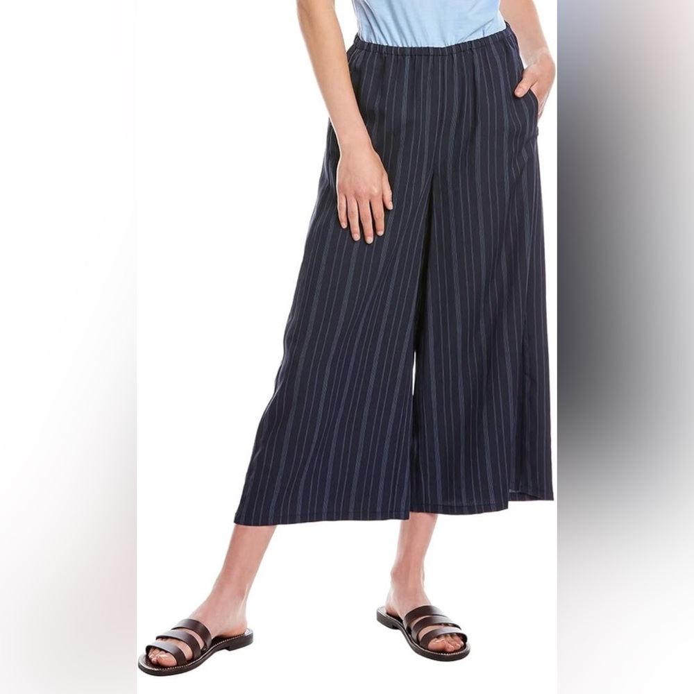 VINCE Women's Fine Variegated Stripe Culotte Wide Leg side Pockets Pants Small